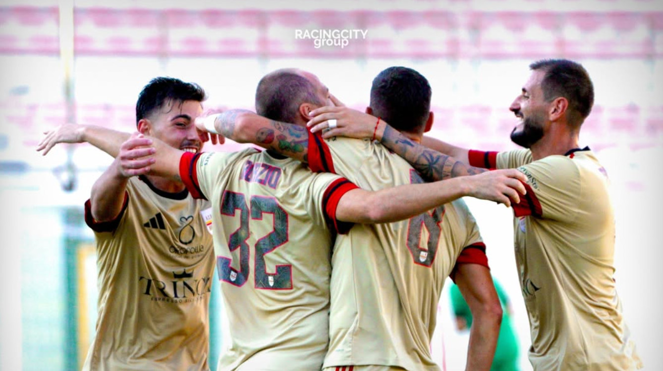 ACR Messina players after beating Messana Riviera